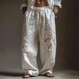 Shopmocho Men's retro Viking Celtic art knot 3D printed casual pants drawstring straight leg pants summer beach pants