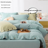 SHOPMOCHO 3pcs  100% cotton bedding set Double Duvet Cover Set 220x240 Solid Twist Cotton King Size Bedding Set Quilt Cover Set