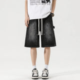 SHOPMOCHO Summer Men's Shorts American Retro Street Hip-hop Y2K Loose Denim Shorts Fashion Casual Splicing Overalls Five-quarter Pants