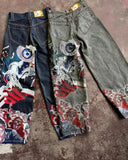 SHOPMOCHO  Streetwear Y2K Jeans Mens Womens Casual Hip Hop Punk Baggy Jeans Retro Oversized Graphic Embroidery High Waisted Wide Leg Jeans