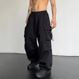 Shopmocho Men's Casual Cargo Pants Fashion Streetwear Classic Man Straight Wide-leg Pants Drawstring Workwear Trendy Loose Cargo Trousers