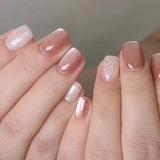 Shopmocho 24pcs Detachable Short Press on Nails Y2k rhinestone False Nails with Glue Ballet Sweet Cool Girls Artificial False Nails Tips