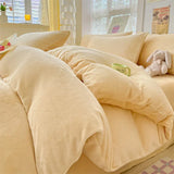 SHOPMOCHO Simple Milk Fleece Warm Autumn Winter Duvet Cover Set 220x240 Soft Fluffy Queen Bedding Set Plush Warmth Blanket Cover Sets Cozy