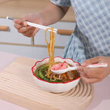 Shopmocho Kawaii Strawberry Ceramic Soup Spoon Cute Korean Ice Cream Hand Painted Coffee Dessert Long Handle Spoon Kitchen Accessories