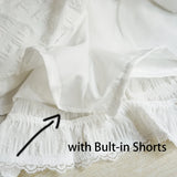 Shopmocho Balletcore Ruffled Mini Skirt with Lace Trim Low Rise Tiered White Skirt Summer Women TeenGirl Y2K Goth Outfit