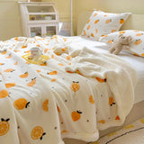 SHOPMOCHO Winter Cartoon Printed Lamb Wool Blanket Thick and Warm Coral Fleece Blanket for Office Napping Fluffy Soft Plush Bedspread