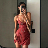 SHOPMOCHO Y2k Vintage Slim Summer Women Sweet Ladylike Fashion Street Woman Dot Print Casual Simple Basic Sleeveless Dresses Female Chic