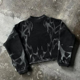 SHOPMOCHO Black Retro Long-Sleeved Punk Gothic Harajuku Knitted Sweatshirt Men And Women Y2k American Striped Tear High Street Sweaters