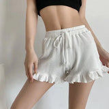 Shopmocho 2025 New Summer Ruffled Shorts Fashion Women Y2K Solid Higt Waist Comfortable Loose Short Pants Casual Streetwear Chic Clothing