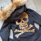SHOPMOCHOAmerican New Skull Embroidery Super Leopard Hooded Sweater Women Y2K Gothic Hip Hop Popular Casual Joker Sweatshirt