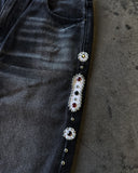 SHOPMOCHO Gothic Diamond Punk Hip Hop Men's Slim Jeans Damaged Destroyed Hole Baggy Denim Long Trouser Pants Y2k Streetwear Ripped Jeans