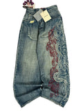 SHOPMOCHO American Y2K New Pattern Embroidery Baggy Jeans Men High Street Vintage Hip Hop Fashion Casual Joker Couple Wide-leg Pants
