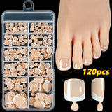 SHOPMOCHO 120Pcs Pink French Short Square Fake Nails 12-Sizes Full Cover Press On Nails Wearable Detachable Finished False Fingertips *TD