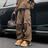 Shopmocho Spring Big Pocket Men's Cargo Pants Japanese Y2k Harajuku Loose Straight Wide Leg Trousers Baggy Pants Man Hip Hop Sweatpants