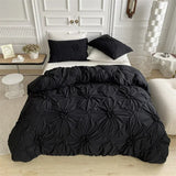 Shopmocho High Quality Three-dimensional Twist Flowers Bedding Set Queen Pinch Pleated Crafts Duvet Cover Set Double Blanket Cover Sets