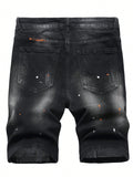 SHOPMOCHO Summer Ripped Shorts Jeans Men Denim Shorts Pants Straight Stretch Casual Cool Thin Knee Length Fashion Brand Daily Trousers