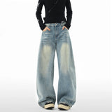 SHOPMOCHO 2025 New Wash Men Baggy Jeans man High Quality Loose Fit Dragging Pants Irregular Back Pockets Design Casual Streetwear Denim