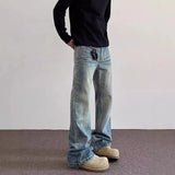 SHOPMOCHO Hiphop Bootcut Jeans Mens Straight Wide-leg Pants New High Street Lightning Ripple Jeans Four Seasons Classic High Quality Pants