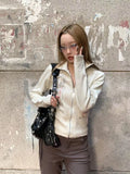 SHOPMOCHO 2026 Spring Knitted Top Women Turn Down Collar Zipper Vintage Jacket Y2k Aesthetic Casual Cardigan Femme Harajuku  Mujer
