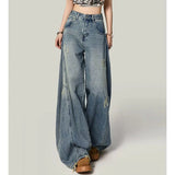SHOPMOCHO Hot Sale Girls Leisure Daily Jeans Women Ins Fashion High Waist Straight Leg Pants Female Chic Ripped Loose Denim Trousers