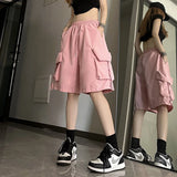 Shopmocho S-3Xl Y2K Cargo Shorts Women Harajuku Black Oversized Wide Leg Shorts Summer Streetwear Fashion High Waist Baggy Short Pants New