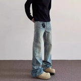 SHOPMOCHO Hiphop Bootcut Jeans Mens Straight Wide-leg Pants New High Street Lightning Ripple Jeans Four Seasons Classic High Quality Pants