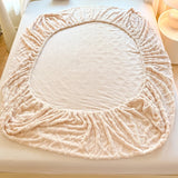 Shopmocho 1pc Winter Warm Bed Sheet with Elastic Band Single/Queen/King Mattress Cover Thick Coral Fleece Fluffy Fitted Bed Sheets for Bed