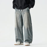 SHOPMOCHO 2026 Spring Men Denim Pants Men Vintage Elastic Waist  Black Jeans Pants Male Harajuku Hip Hop Cotton Oversize Wide Leg Trousers