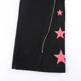Shopmocho Autumn Winter New Straight Tube Y2k Jeans Ladies Darkness European and American Style Women's Pants Star Print Baggy Pants Woman