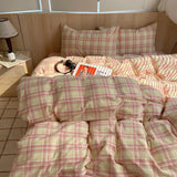 SHOPMOCHO Nordic sling Cotton Pink Stripes Duvet Cover 150x200 Size Girl's Room housse de couette Skin friendly Breathable Comforter Sets