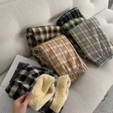 Shopmocho Women's High Waist Fleece Lined Wide Leg Pants Autumn Winter Comfortable Casual Korean Style Home Wear Slimming Trousers