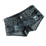 SHOPMOCHO New Low Waist Skinny Tight Denim Shorts Washed Cut Out Super Shorts Nightclub