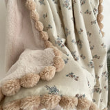 SHOPMOCHO Warm Winter Baby Blanket Pompom Blush Sprigs and Blooms Minky Blanket Floral Baby Blanket Quilt Bedding Cover 90*130cm