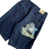 SHOPMOCHO Streetwear Y2k Shorts Hip Hop Cartoon Graphic Embroidery Baggy Denim Gym Shorts Summer New Harajuku Gothic Men Basketball Shorts