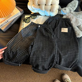 SHOPMOCHO Spring Autumn Children Pants 1-8Y Boys Black Plaid Loose Casual Straight Trousers Korean Toddler Wear For Kids Clothes New