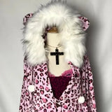 SHOPMOCHO Y2k new kawaii pink leopard print plush warm women zipper sweatshirt high street Harajuku cute casual zipper hoodie