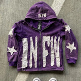 SHOPMOCHO Autumn And Winter Hoodie Patchwork Letter Star Pattern Long Sleeved Pullover Hoodie Harajuku Fashionable Loose Versatile Jackets
