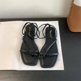 Shopmocho 2025 Summer Gladiator Women Sandals Fashion Elegant Narrow Band Clip Toe Shoes Ladies Comfort Flats Beach Sandalias
