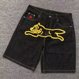 SHOPMOCHO Y2k American Retro Hip-Hop Printed Denim Shorts Summer Men And Women Fashion High Street Personalized Loose Straight Jeans