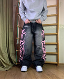 SHOPMOCHO American Graffiti Punk Hip-Hop Printed Gothic Jeans For Men And Women Y2K Harajuku Loose Straight High Street High-Waist Jeans