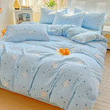 SHOPMOCHO American Pastoral Floral Printed Bedding Set Soft Skin-Friendly Double King Size Duvet Cover Set with Flat Sheet and Pillowcases