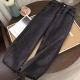 SHOPMOCHO Y2K Style Harajuku Stripe Embroidery Baggy Jeans Men Women High Street Retro Hip Hop Fashion Casual Couple Wide-leg Denim Pants