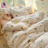 SHOPMOCHO Kids Adult Duvet Cover Set with Bed Flat Sheet Pillowcases Cute Cartoon Single Queen Size Home Hotel Dormity Bedding Set