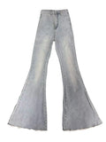 SHOPMOCHO Three-dimensional butterfly jeans with a sense of design, female 2025 summer high waist and slim hip bell bottoms (small)