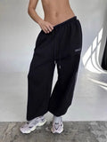 SHOPMOCHO Y2K American Black Retro Hip-Hop Oversized Woman Fashion Casual Sweatpants Loose Jogging Pants High Waist Wide-Leg Streetwear