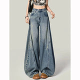 SHOPMOCHO Hot Sale Girls Leisure Daily Jeans Women Ins Fashion High Waist Straight Leg Pants Female Chic Ripped Loose Denim Trousers