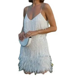 Shopmocho 2025 Summer New Fashionable Framed Sequins Feather Patchwork Dress Colorful Amazon Direct Sales Women's Sleeveless Dress