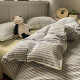 SHOPMOCHO 100% Cotton Stripe Bedding set Duvet Cover Set with Pillowcase housse de couette Quilt Cover set King Size