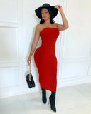 SHOPMOCHO-summer women's sexy sleeveless chest wrapped Long Beach Dress