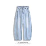 SHOPMOCHO Man Pants Mens Jeans Summer New High Street Fashion Casual Thin Ice Silk Curved Blade Trousers For Men